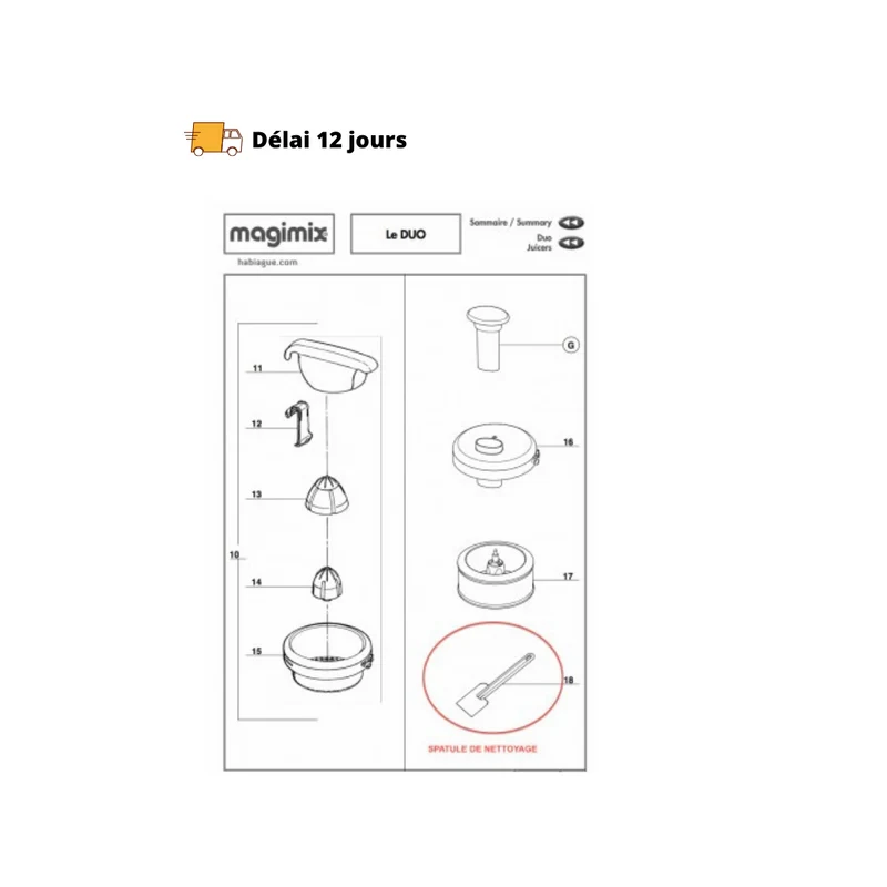 Spatule de nettoyage pour Duo Magimix
