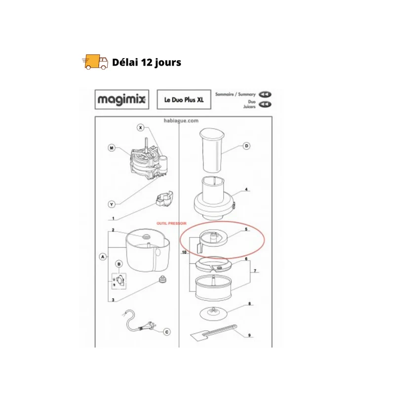 Outil pressoir pour Duo Plus XL Magimix