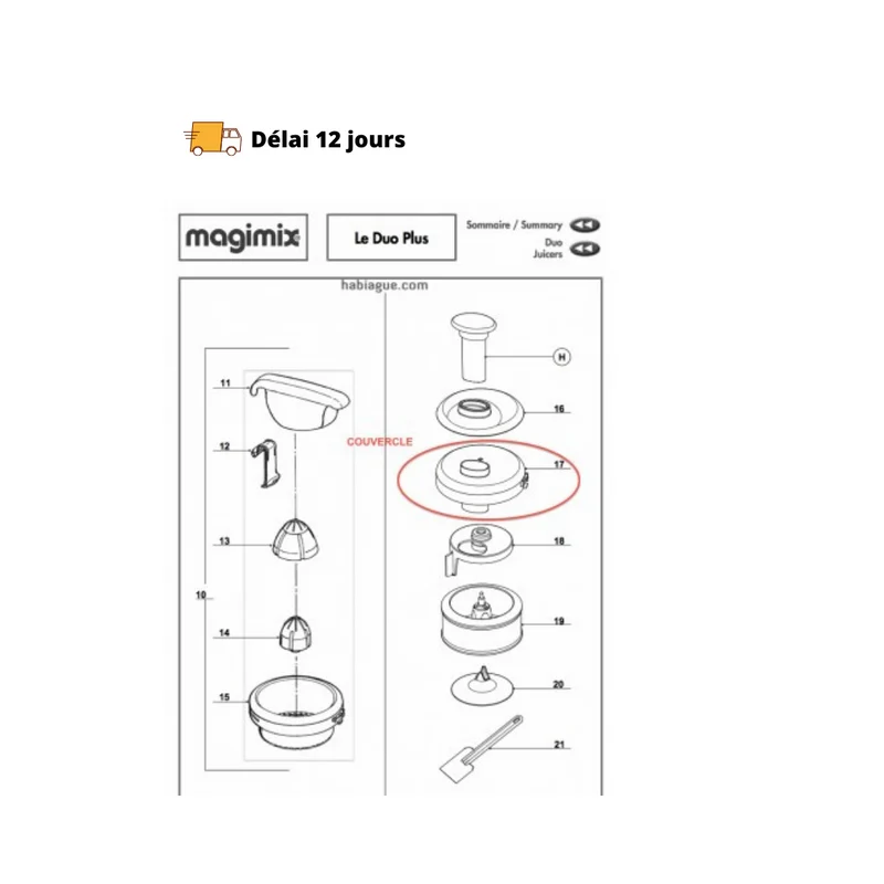 Couvercle pour Duo Plus Magimix