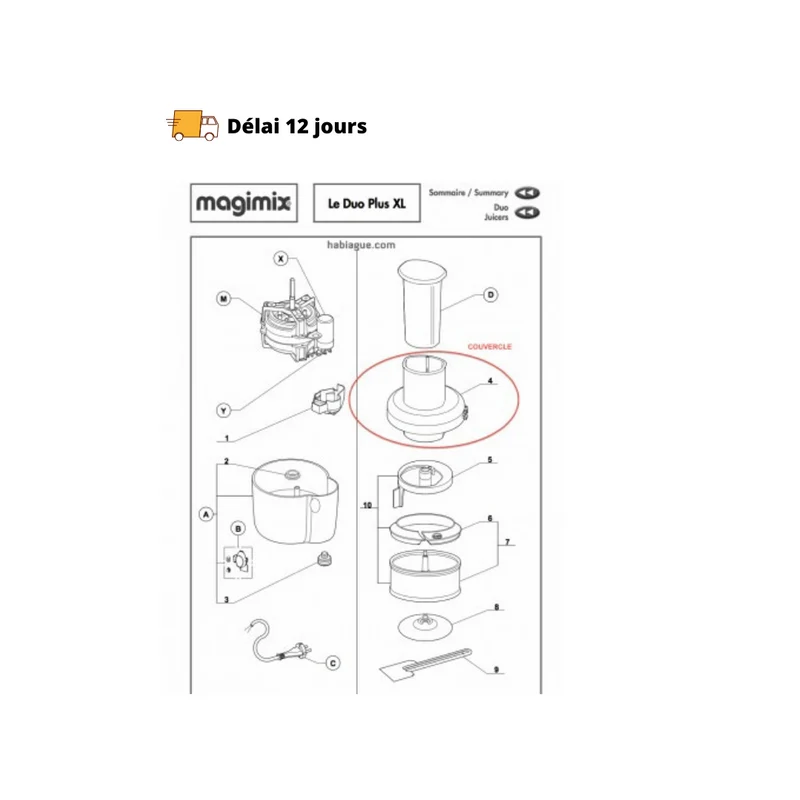 Couvercle pour Duo Plus XL Magimix