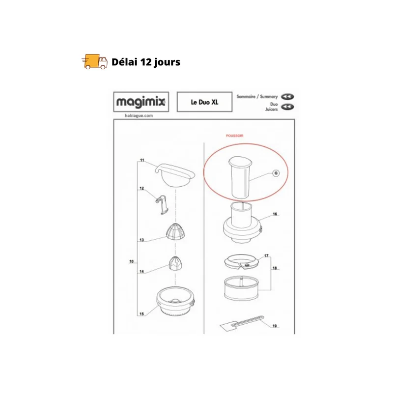 Poussoir pour Duo XL Magimix