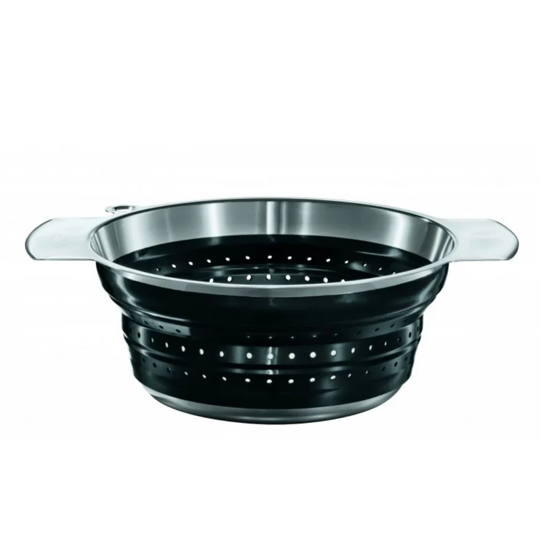 Passoire pliable 24 cm Acier-Silicone noir
