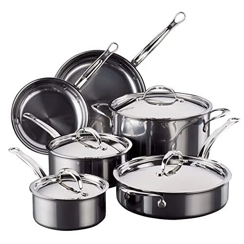 Hestan NanoBond Collection Stainless Steel 10-Piece Titanium Ultimate Cookware Set