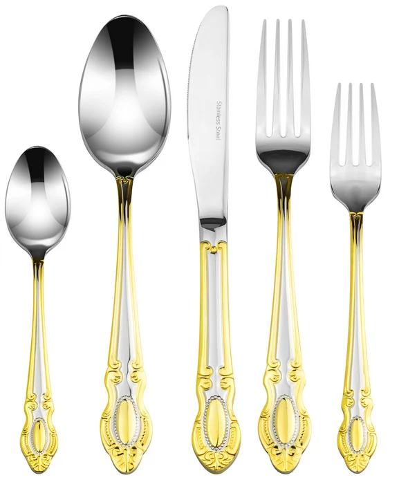 Joseph Sedgh 254G Gold Accent 18/10 Flatware Set, 20 Piece Service for 4
