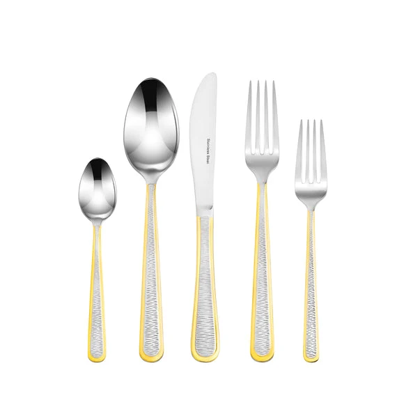 Joseph Sedgh 255G-20 18/10 Flatware Set with Gold Border, 20 Piece Service for 4