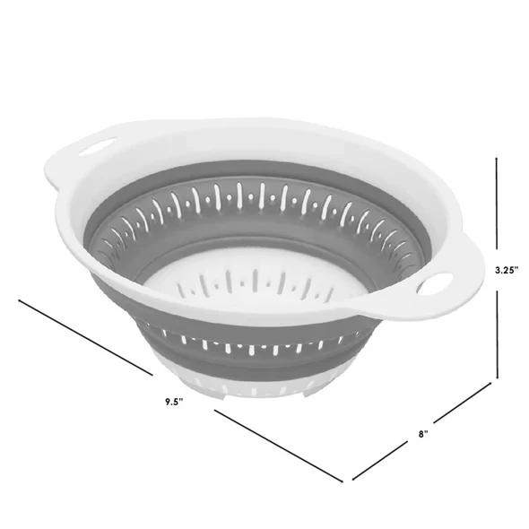 Home Basics Compact Collapsible Colander & Strainer - Gray/White, Small
