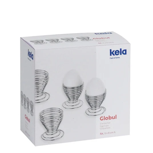 Coquetiers GLOBUL – métal chromé – Ø 5 cm • H 6 cm – Lot de 4