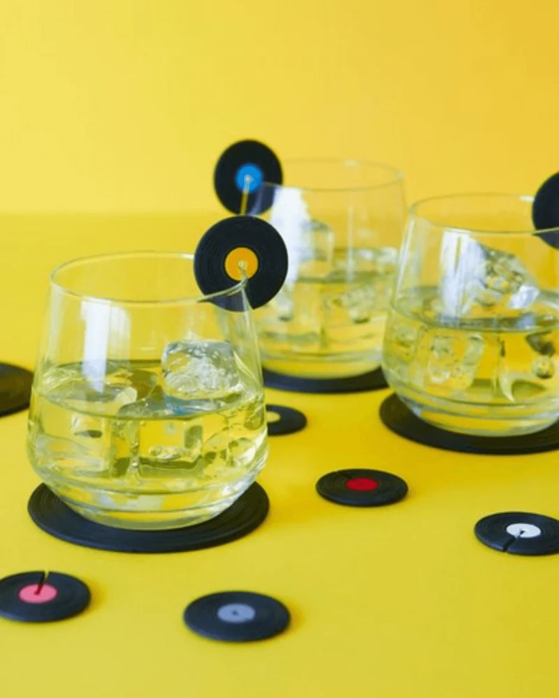 Sous-verres Vinyle The Coaster - Balvi | Set de 4 en Silicone Noir