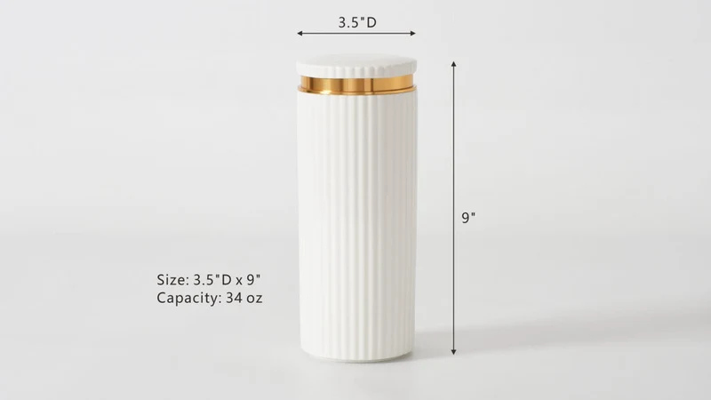 Pampa Bay Tall Canister, White With Gold Trim - Assorted Sizes