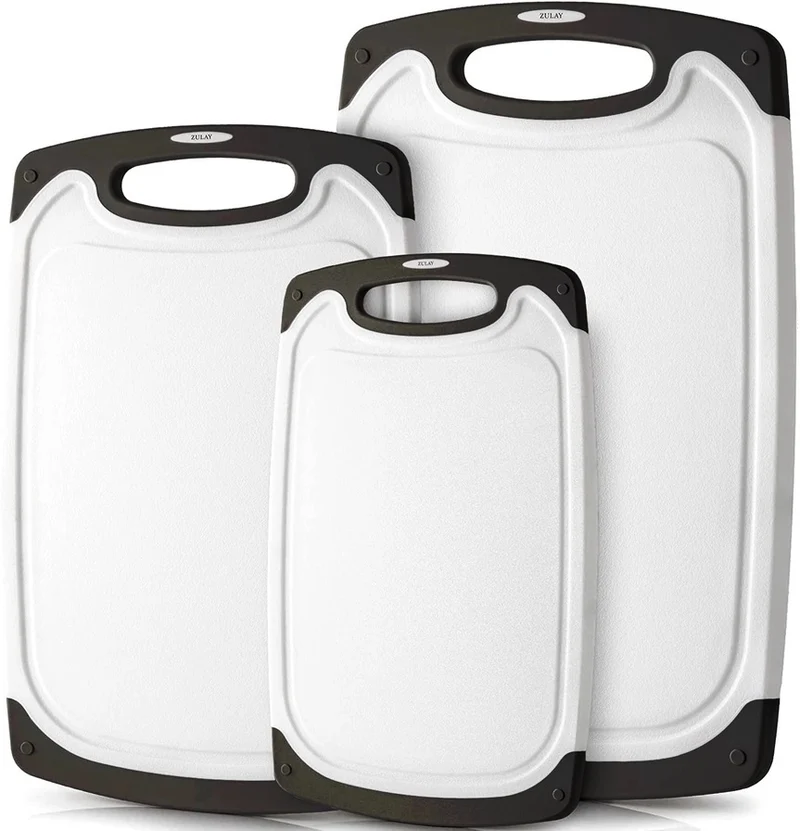 Zulay 3 Piece Cutting Board Set, White and Black