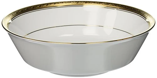 Noritake Crestwood Gold Fine Porcelain Dinnerware 9" 40oz Round Serving Bowl, Dishwasher Safe