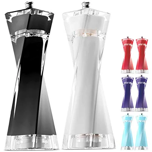MITBAK Acrylic Black/White Salt and Pepper Grinders Set
