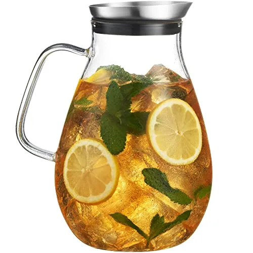 Mitbak 84oz Lightweight Glass Pitcher with Stainless Steel Lid