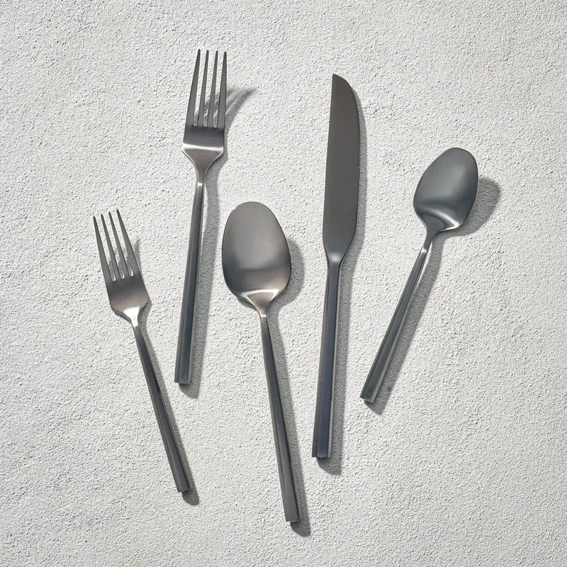 Vikko Dine Sutherland 20 Piece 18/10 Stainless Steel Flatware, Brushed Black