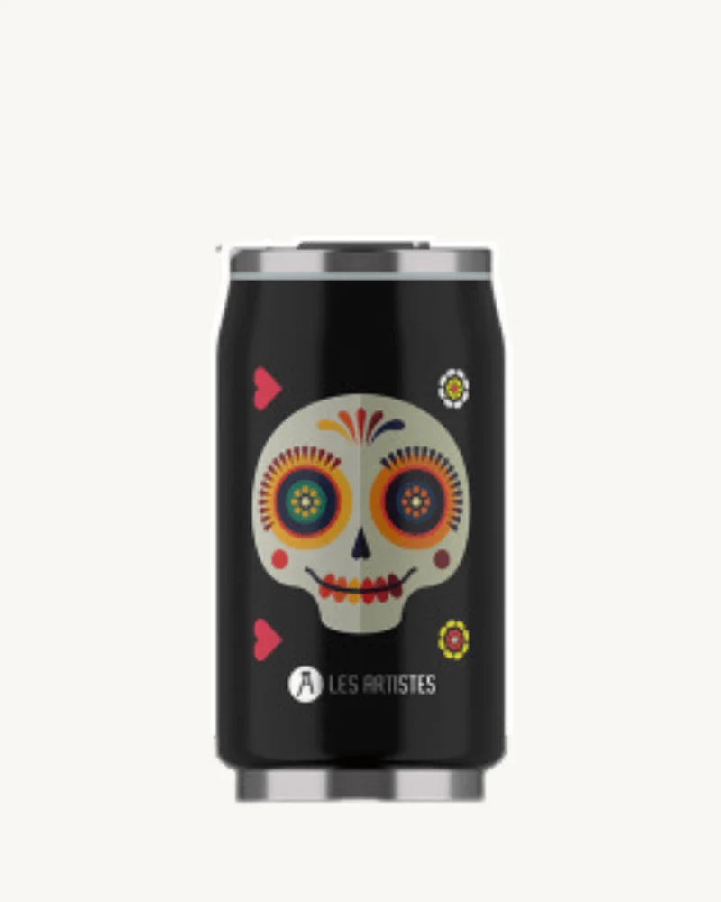Can'it Isotherme 280ml Sugar Skull - Gourde avec Paille et Design Mexicain Les Artistes