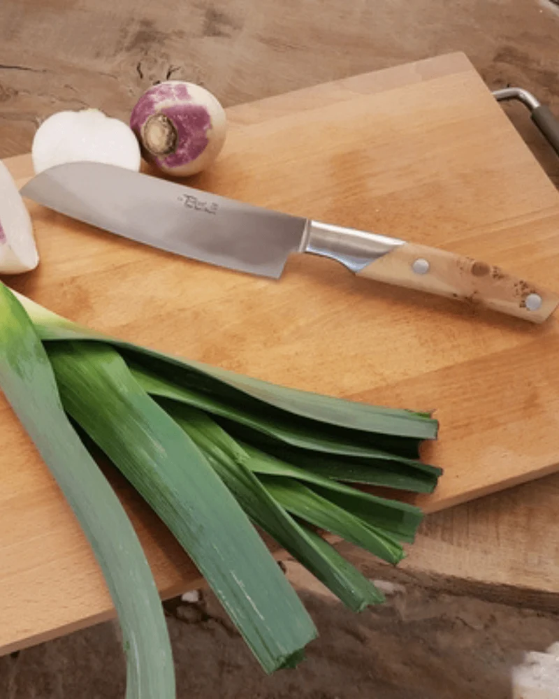 Couteau Santoku Le Thiers - Lame Lisse 17 cm en Loupe de Cade (Genévrier) - Goyon-Chazeau