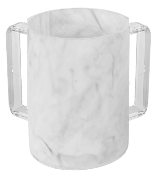 A&M Judaica Marble Acrylic Washing Cup with Clear Handles
