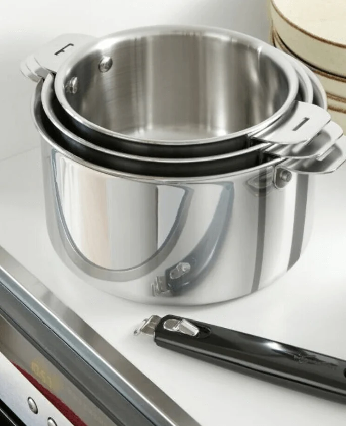 Série 3 casseroles Salvaspazio avec poignée et couvercles