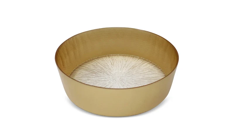 Classic Touch 9.5" Crystal Glass Salad Bowl with Gold Wall