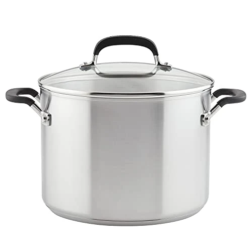KitchenAid Stainless Steel Stockpot with Measuring Marks and Lid, 8 Quart