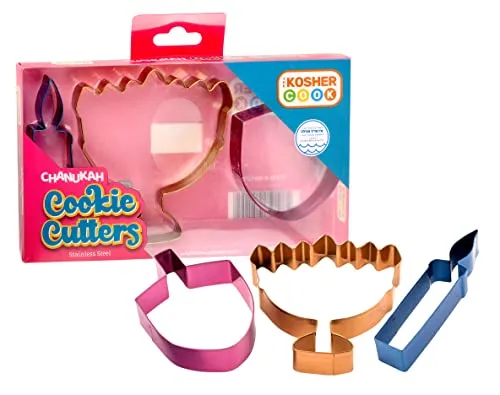 Multicolored Chanuka Cookie Cutters, 3 Piece Set