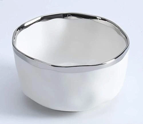 Pampa Bay Bianca Snack Dip Bowl 4", White & Silver