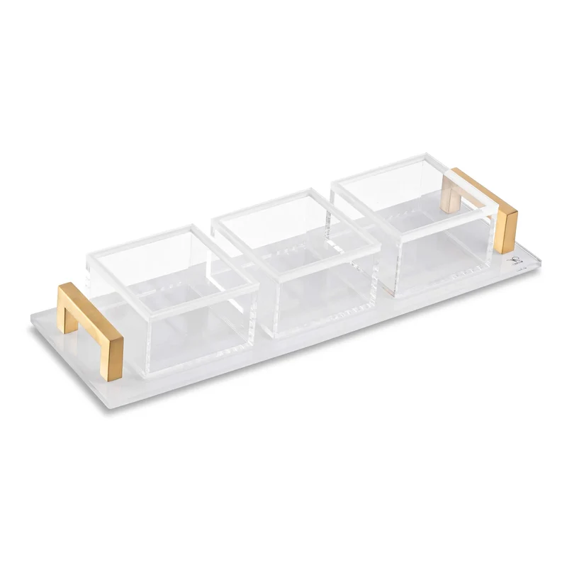 Waterdale Classic Dip 3 Bowl Set, Gold Handles