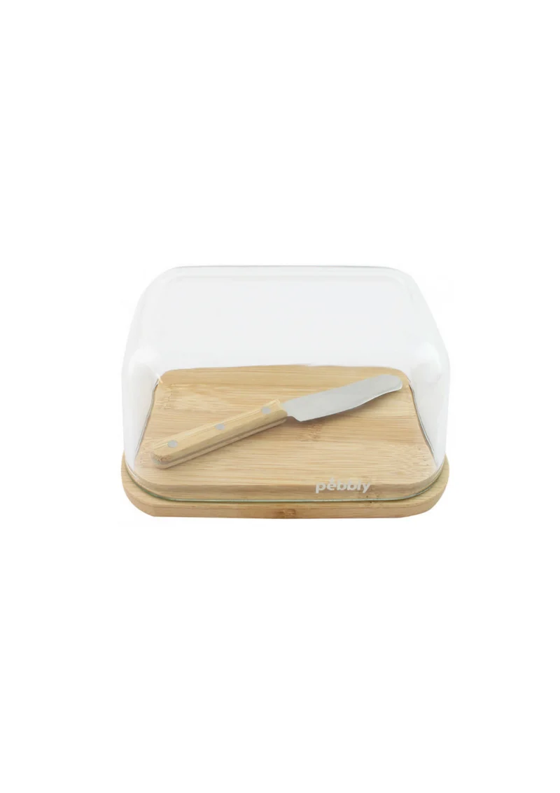 Beurrier en verre/bambou