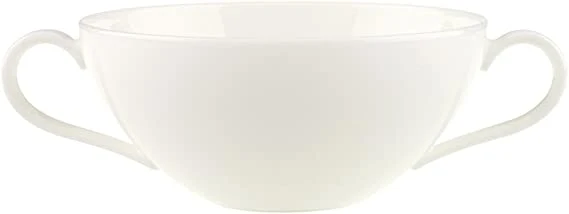 Villeroy & Boch Anmut Cream Soup Cup, White Premium Porcelain 11.45", Dishwasher and Microwave Safe