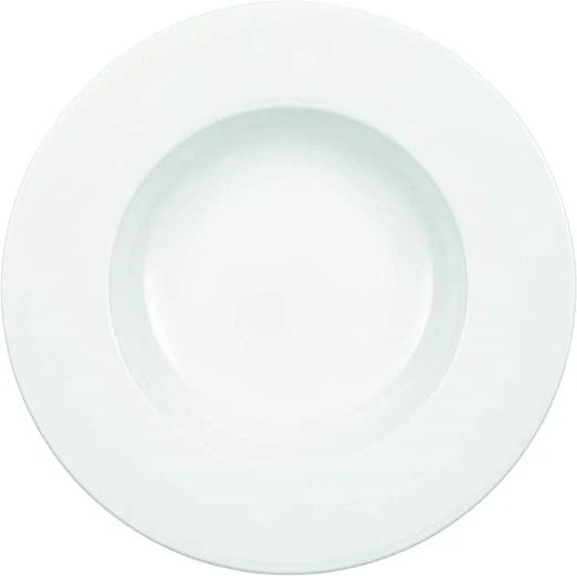 Villeroy & Boch Anmut Soup Plate, White Premium Porcelain 9.5", Dishwasher and Microwave Safe