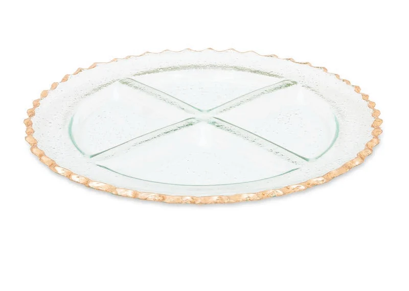 Classic Touch Glass 4 Section Relish Candy Dish