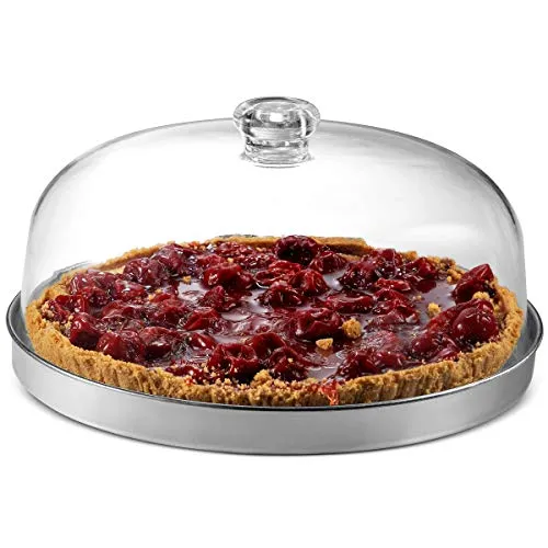 Godinger 11" Metal Serving Cake Plate with Acrylic Dome Lid