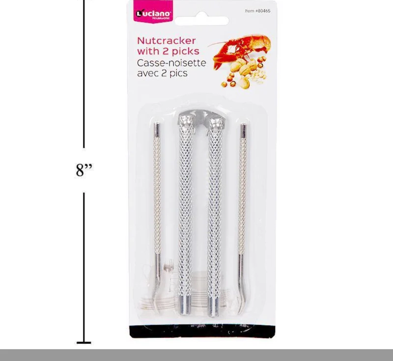 Luciano Stainless Steel Nut Cracker With 2 Picks