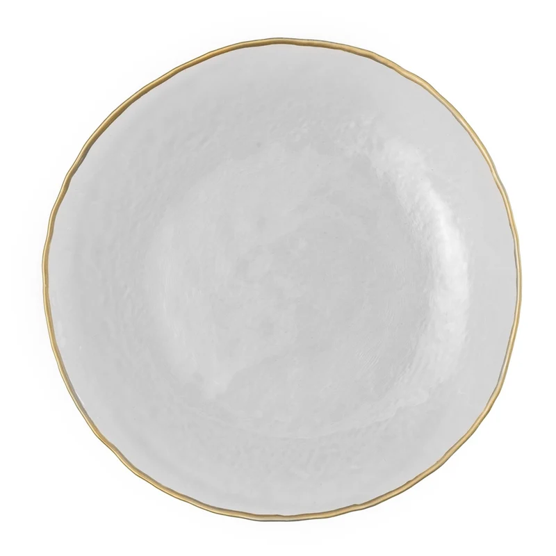Classic Touch Glass Chargers with Gold Rim 13", Set of 4