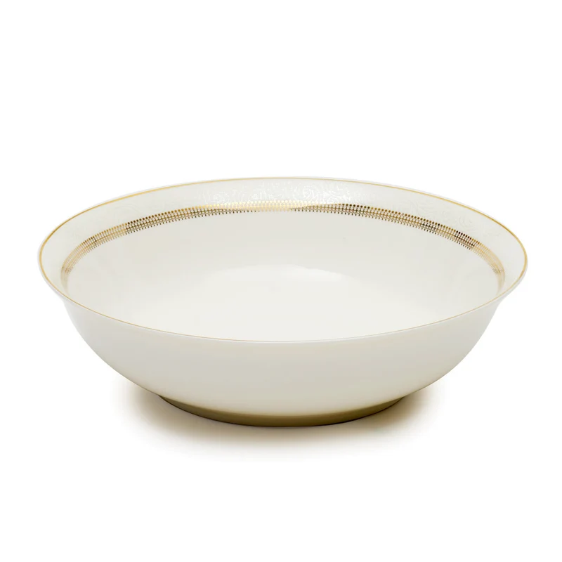 Brilliant Aida Bone China 9" Salad Bowl, Gold Rim