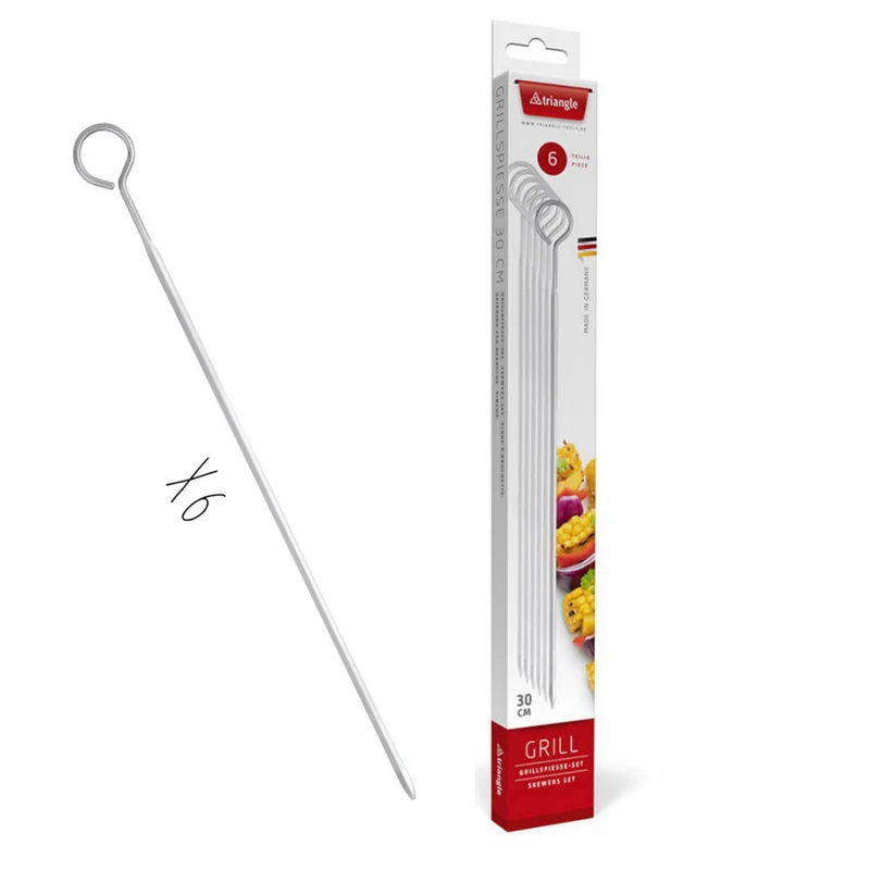 Lot 6 piques brochettes inox