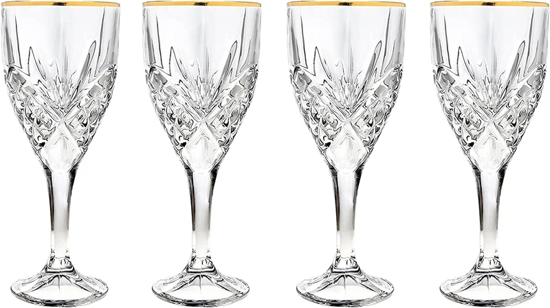 Dublin Crystal Goblet Glassware, Set of 4 (Gold)