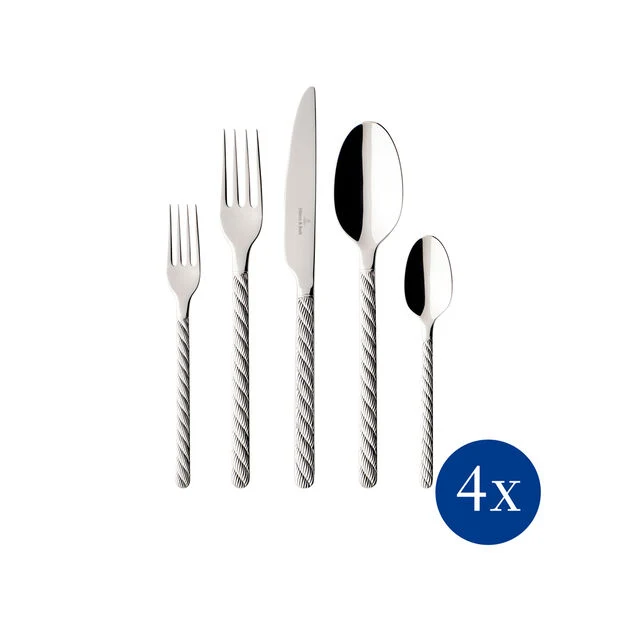 Villeroy & Boch Montauk Flatware, 18/10 Stainless Steel 20 Piece Flatware Set, Dishwasher Safe, Service for 4