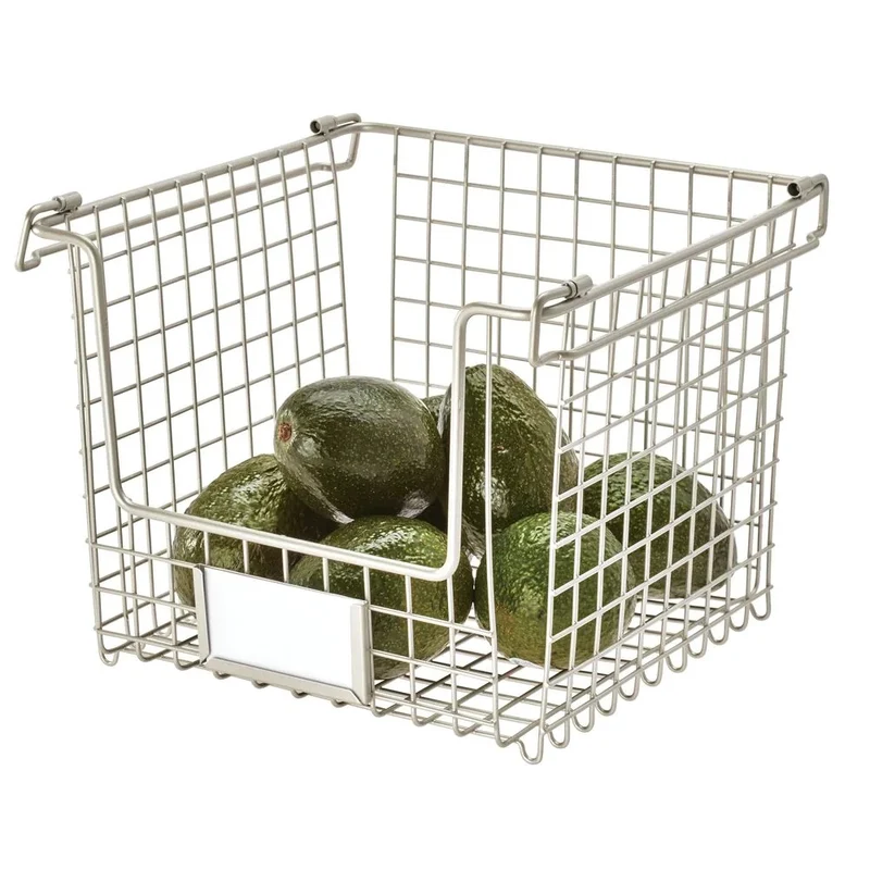 iDesign Classico Stackable Basket 10" x 10" x 7.75" in Matte Satin