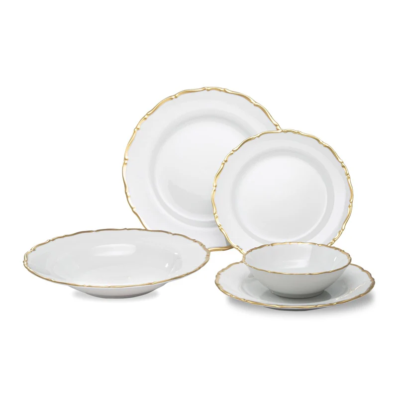 Souelle Thun Angelina Matt Gold Band 20 Piece Dinnerware Set, Serving For 4