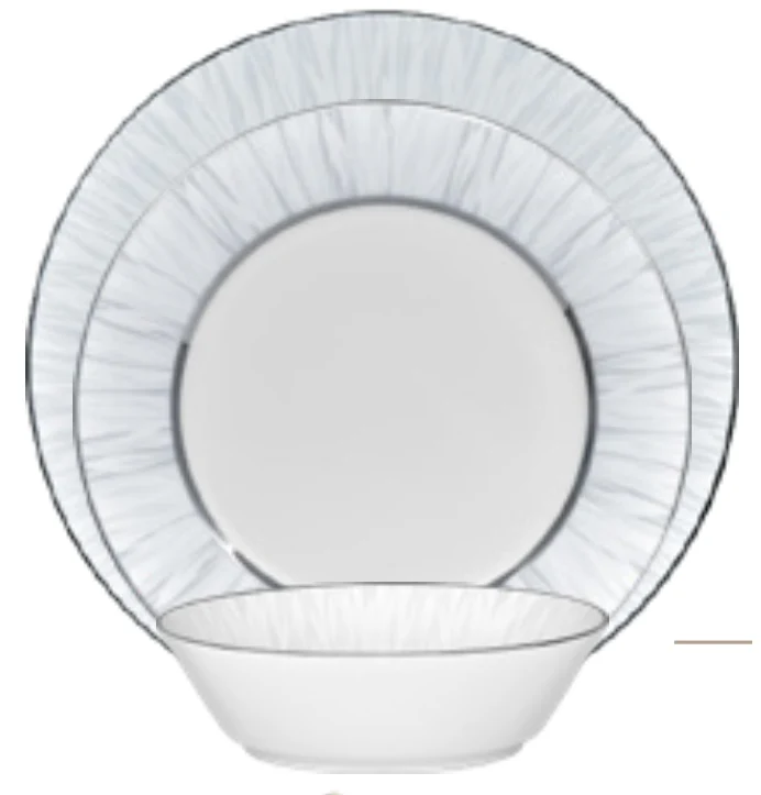 Noritake Glacier Platinum 16 Piece Fine Porcelain China Dinnerware Set With Accent Plate, Service for 4