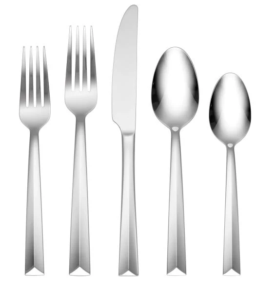 Hampton Forge Moxie 20 Piece Beveled Center Ridge Flatware Set, Service for 4