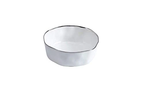 Pampa Bay Bianca Large Bowl, White with Silver Trim