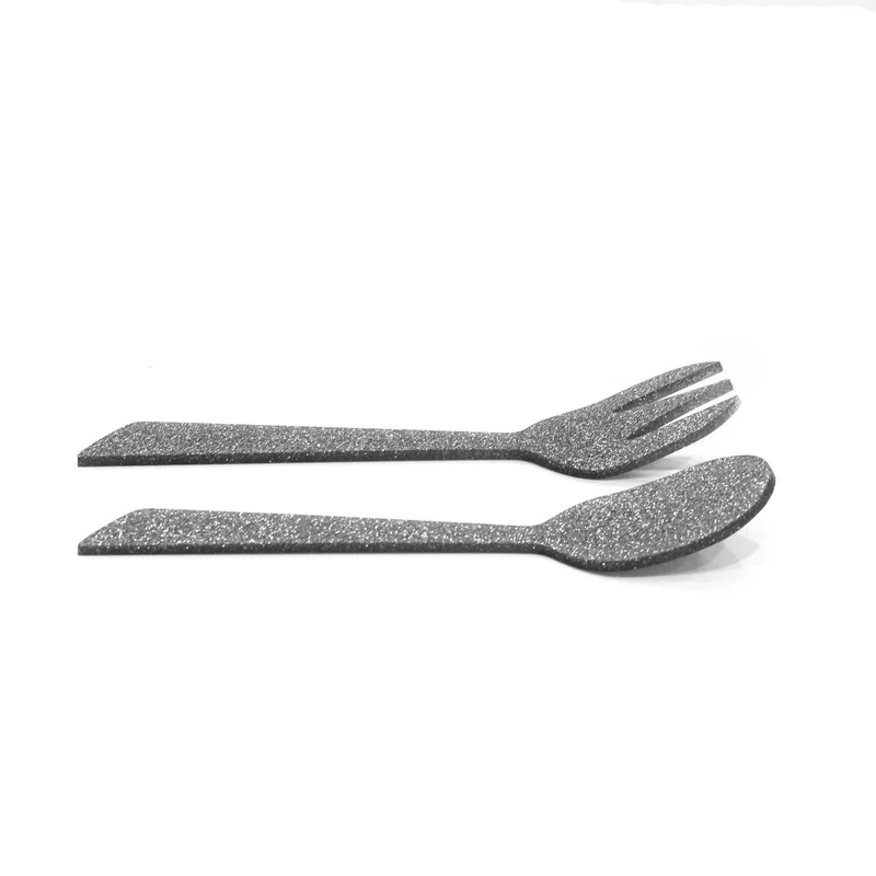 Waterdale Lucite Salad Servers Large Diagonal Silver / Clear