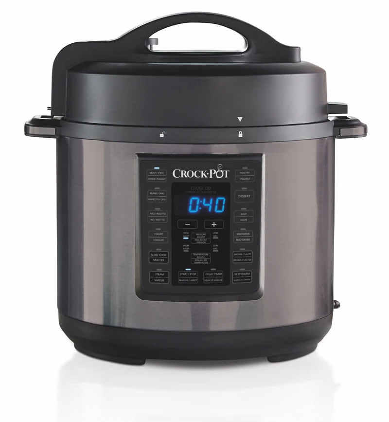 Crock-Pot 6 Qt 8-in-1 Multi-Use Express Crock Programmable Pressure Cooker, Slow Cooker, Sauté, and Steamer, Black Stainless Steel