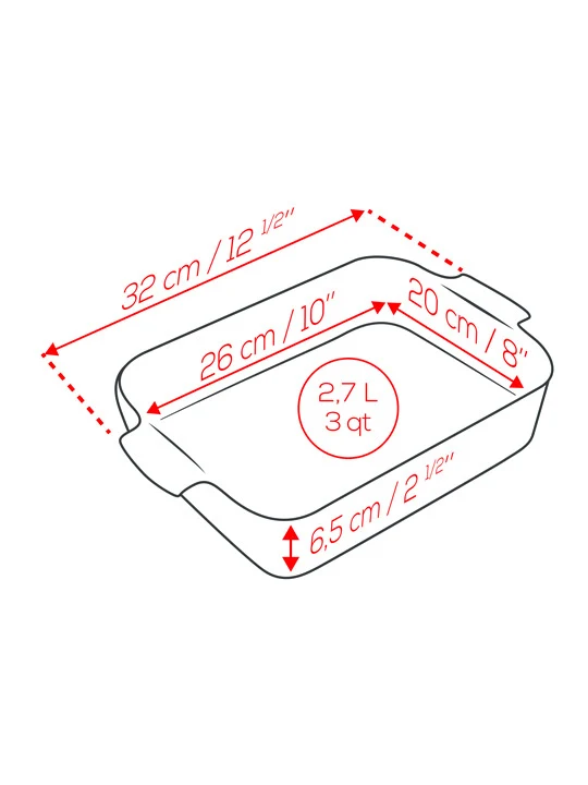 Plat rectangulaire céramique Rouge
