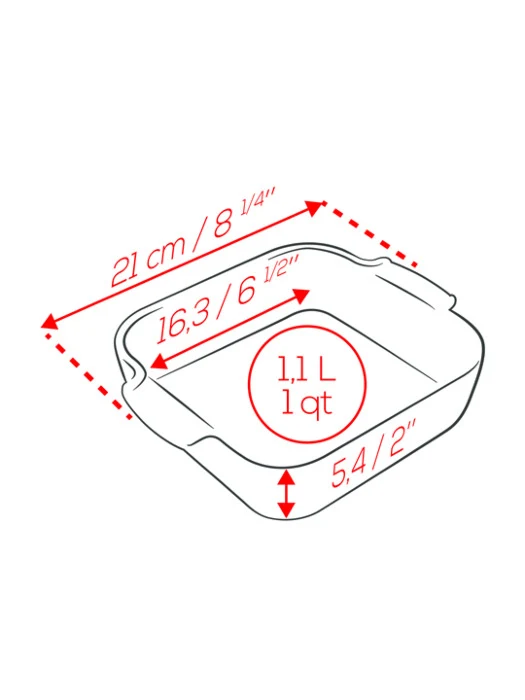 Plat carré céramique Rouge