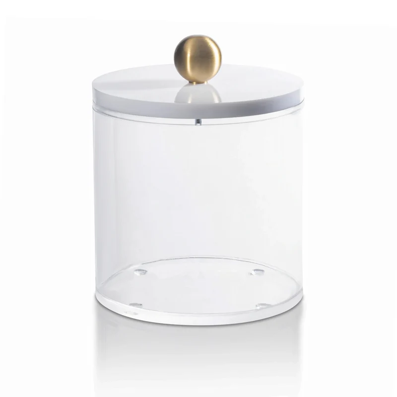 Waterdale Lucite Canister, White and Gold Knob Lid, Magnetic Closure - Assorted Sizes