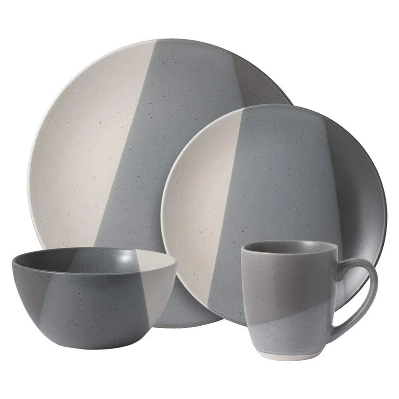 Gourmet Basics by Mikasa Brandi Gray 16-Piece Stoneware Dinnerware Set