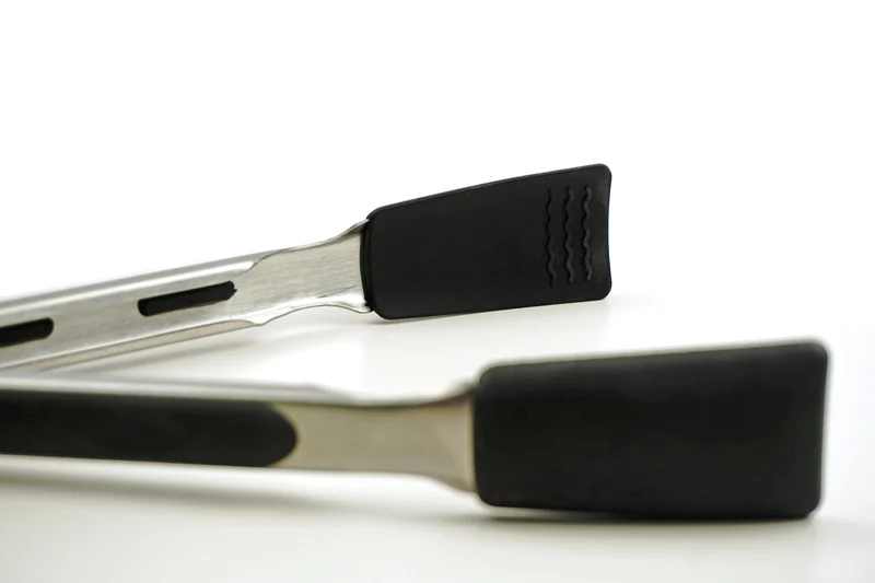 RSVP Endurance Square Tip SS and Silicone Tongs, Black